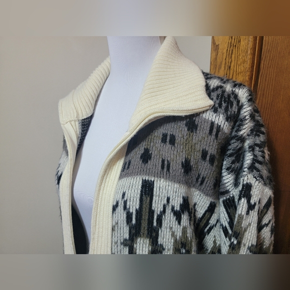 Vintage 80s Clipper Mis Aztec Sweater Jacket The Dude Full Zip Turtleneck USA XL - Picture 6 of 8